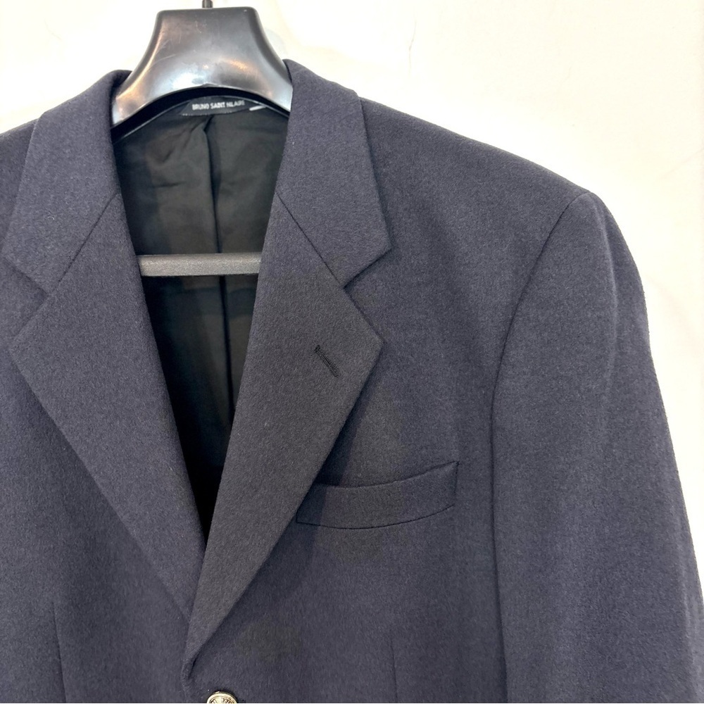 Bruno Saint Hilaire Vintage Mens Cashmere Navy Jacket Sport Coat France sz 52R - Picture 6 of 14